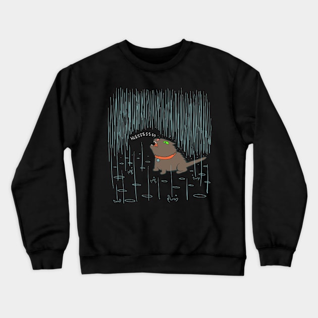 Rain Cat Crewneck Sweatshirt by tommartinart